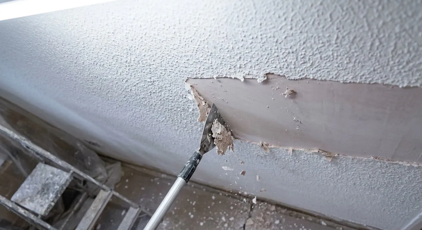 Scraping textured Artex off a ceiling